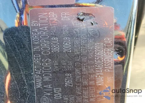 2014 Kia Forte Lx z USA, uszkodzony, nr VIN KNAFX4A60E5062313